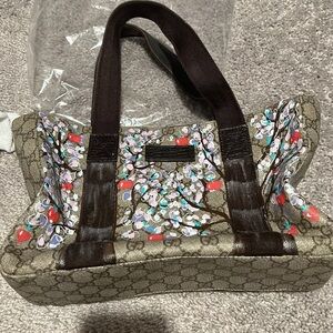 Gucci Brown Floral Tote Bag